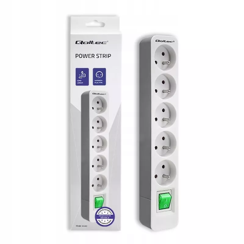 Qoltec 50290 stroomverdeler 1,8 m 5 stopcontacten binnen wit
