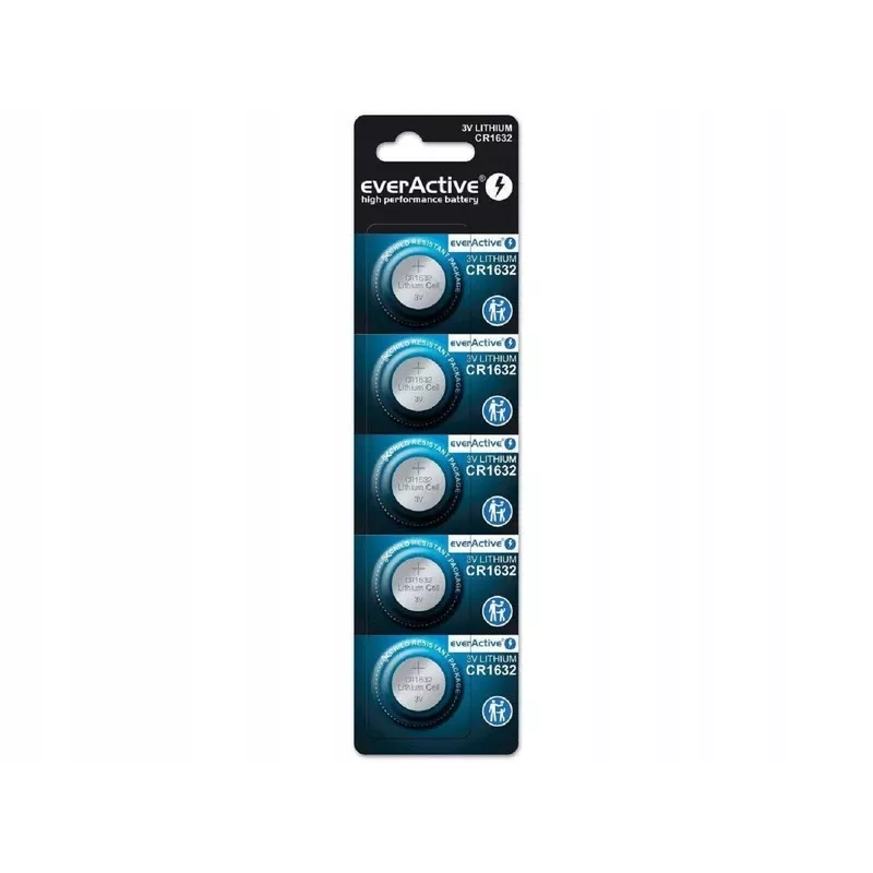 Batterij everActive CR1632 lithium wegwerp knoopcel 3 V — 5 stuks, 16 mm × 3,2 mm