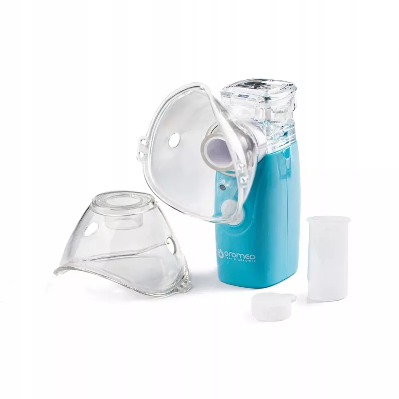 Stoominhalator HI-TECH MEDICAL ORO-MESH batterijgevoed blauw wit