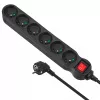 Verlengsnoer MACLEAN MCE225 — 1.5 m kabel, 6 Type F AC-stopcontacten, binnen, zwart