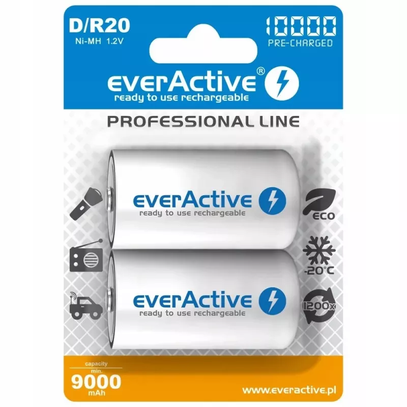 Oplaadbare batterij everActive EVHRL20-10000 D NiMH 1,2 V 2 stuks
