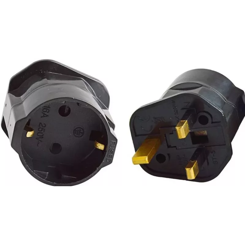 Maclean MCE154 stekkeradapter, EU-stopcontact naar UK-stekker, zwart
