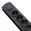 Overspanningsbeveiliging Qoltec 50172 zwart 6 AC-stopcontacten 230V 5m