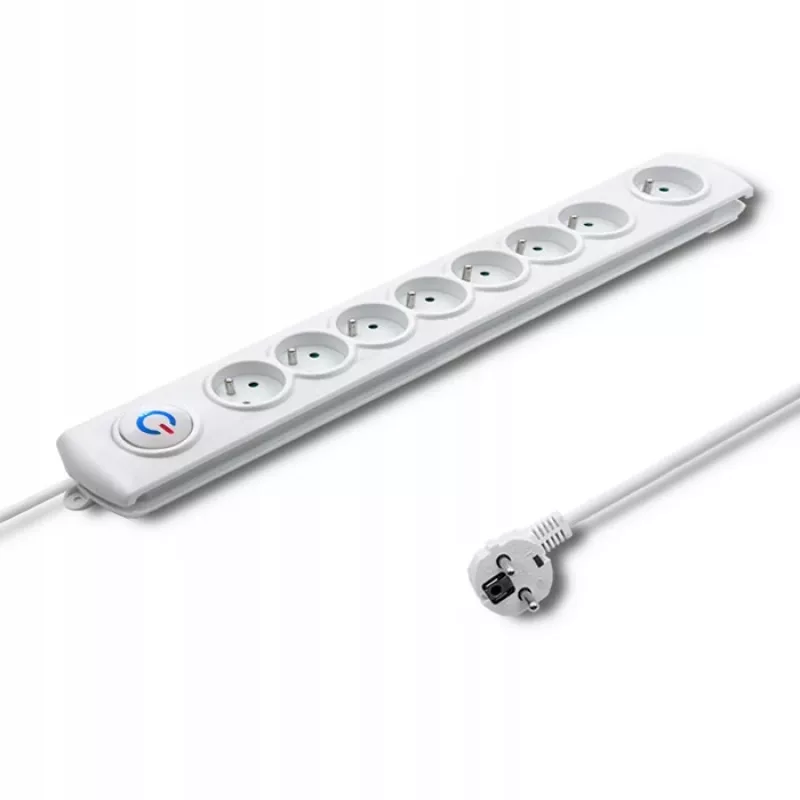 Overspanningsbeveiliging Qoltec 50293 wit 8 AC-stopcontacten 230 V
