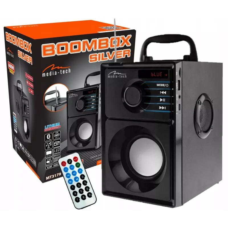 Draagbare luidspreker MEDIA-TECH MT3179, 20 W (RMS 15 W), Bluetooth 5.1, FM, MicroSD, USB, AUX, Li-Ion, 6 uur, houten behuizing