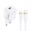 USAMS T36 mini USB-C netvoeding, 20 W, PD 3.0, met 1 m USB-C-naar-Lightning-kabel