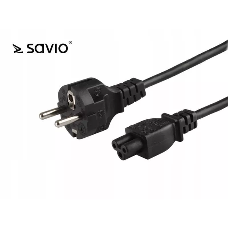 Netkabel SAVIO CL-67 1,2 m H03VV-F 3×0,75 mm² IEC C naar CEE7/7 zwart