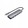 USB-hub Unitek P5+ — 5 poorten (4 × USB 3.2 Gen 2 Type-A), USB 3.2 Gen 1 host, 5 Gbit/s, 10 W PD, aluminium, grijs