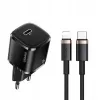 usams oplader 1x USB-C T36 + Lightning PD – compacte PD-oplader met USB-C en Lightning