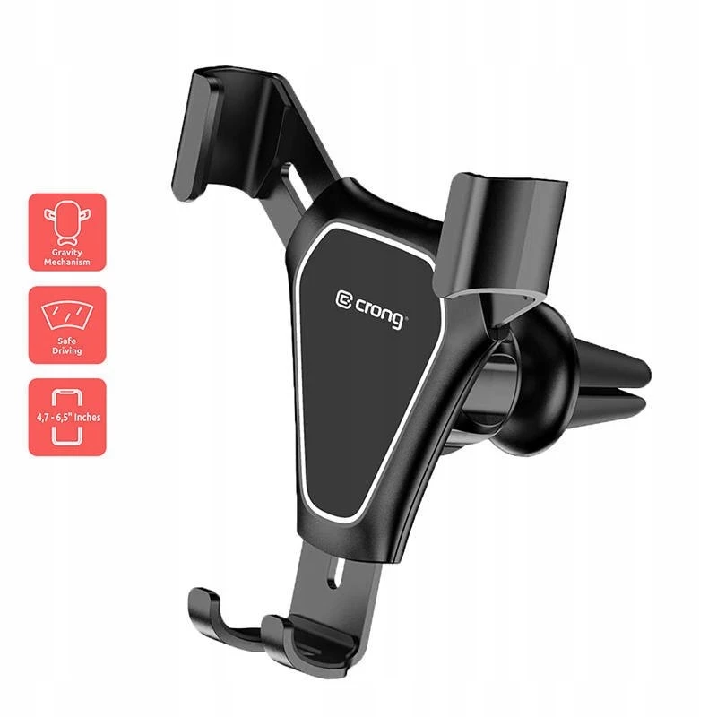 Autohouder Crong CRG-CH4-BLK voor smartphones — verstelbaar compact ontwerp