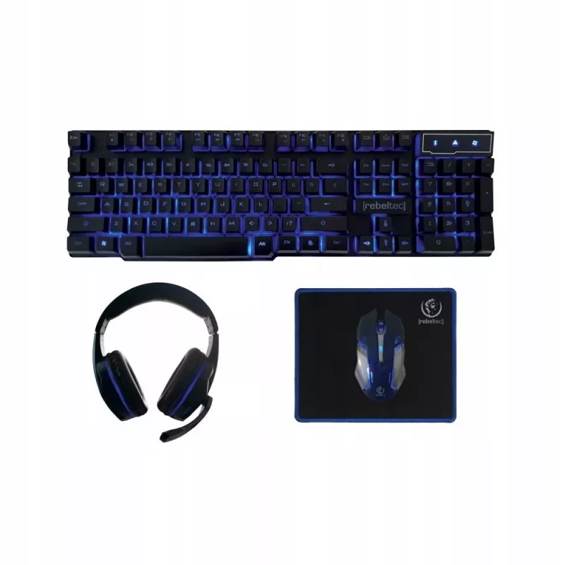 Toetsenbord muis inclusief Rebeltec SHERMAN gaming USB QZERTY Engels zwart