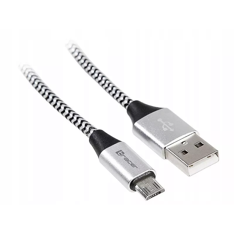 USB-kabel Tracer TRAKBK46928 1m USB A micro-USB B zwart zilver