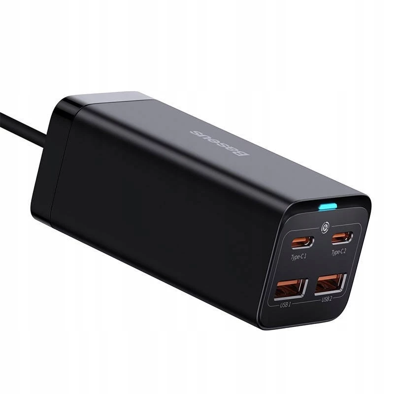 Baseus GaN3 Pro CCGP000101 bureaulader 100 W, 2x USB-C + 2x USB-A, PD 3.0, QC 4.0+, 1,5 m kabel, zwart