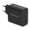 Qoltec 51716 wandlader 63 W, USB-C PD + USB QC 3.0, 5-20 V 1,5-3 A, zwart