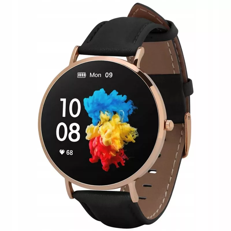 Leren smartwatch Garett Verona goud-zwart