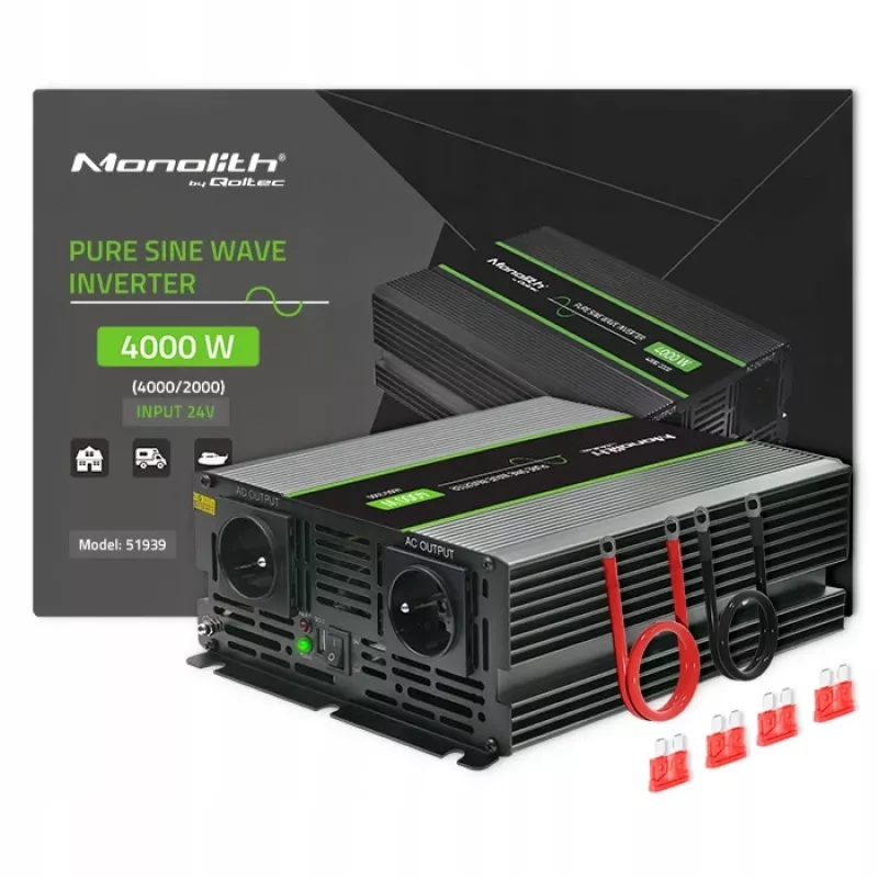 Qoltec Monolith stroomadapter/-omvormer auto 4000 W zwart