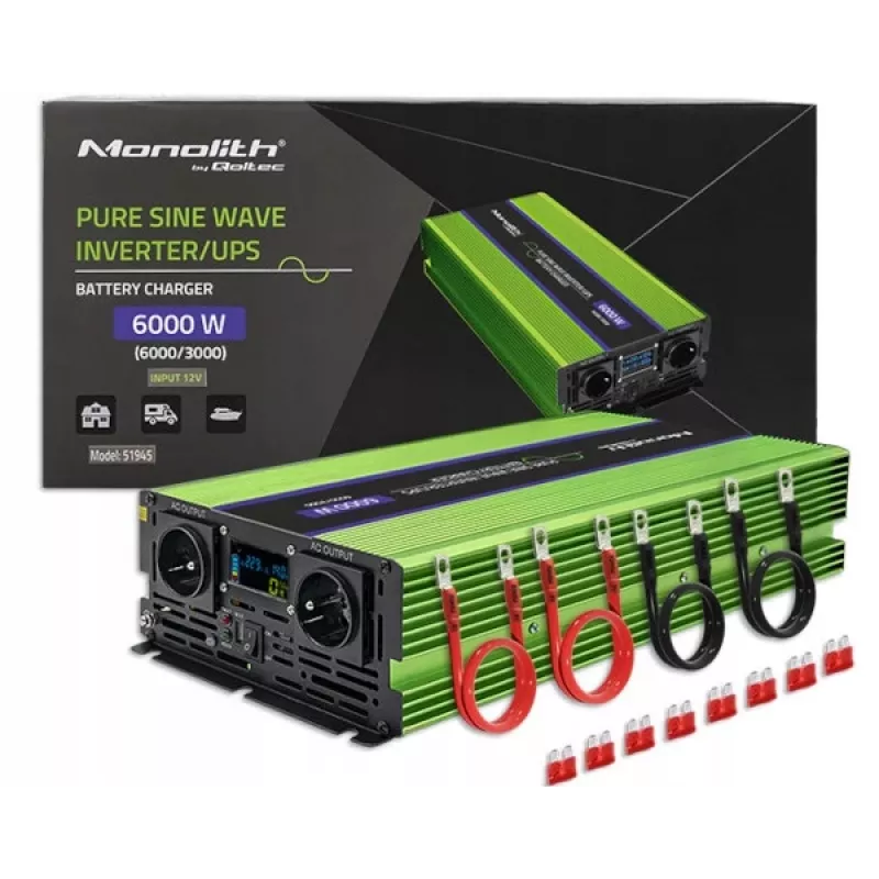 Auto-omvormer Qoltec Monolith 6000 W groen 12 V
