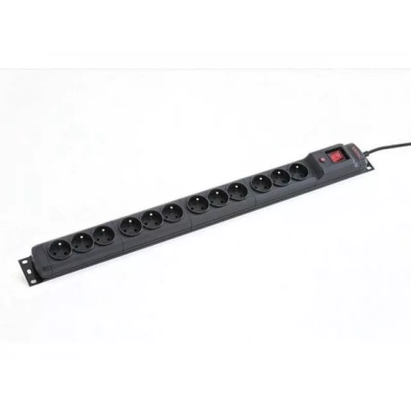 Armac M12 19-inch rack-stekkerdoos, 12x 230V, verticaal, 1,5m, zwart (M12/15/CZ)