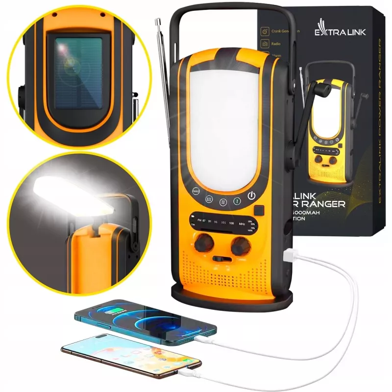 Extralink Power Ranger EPS-6000 | powerbank | 6000 mAh, FM-radio, LED-licht, dynamo, zonnepaneel