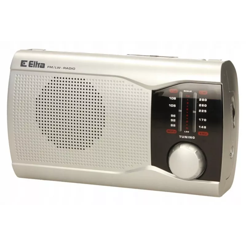 Draagbare Eltra EWA zilver radio — AM/FM-ontvanger, batterijgevoed