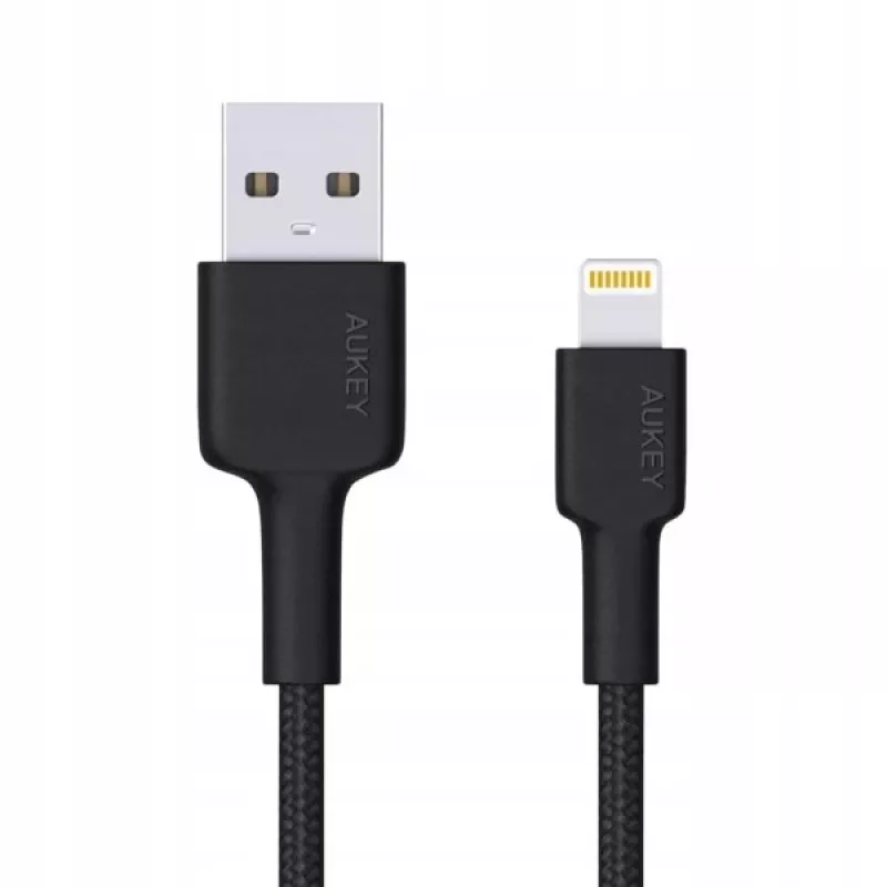 AUKEY CB-AL05 Lightning-naar-USB-A MFi-nylonkabel, 2 m, zwart