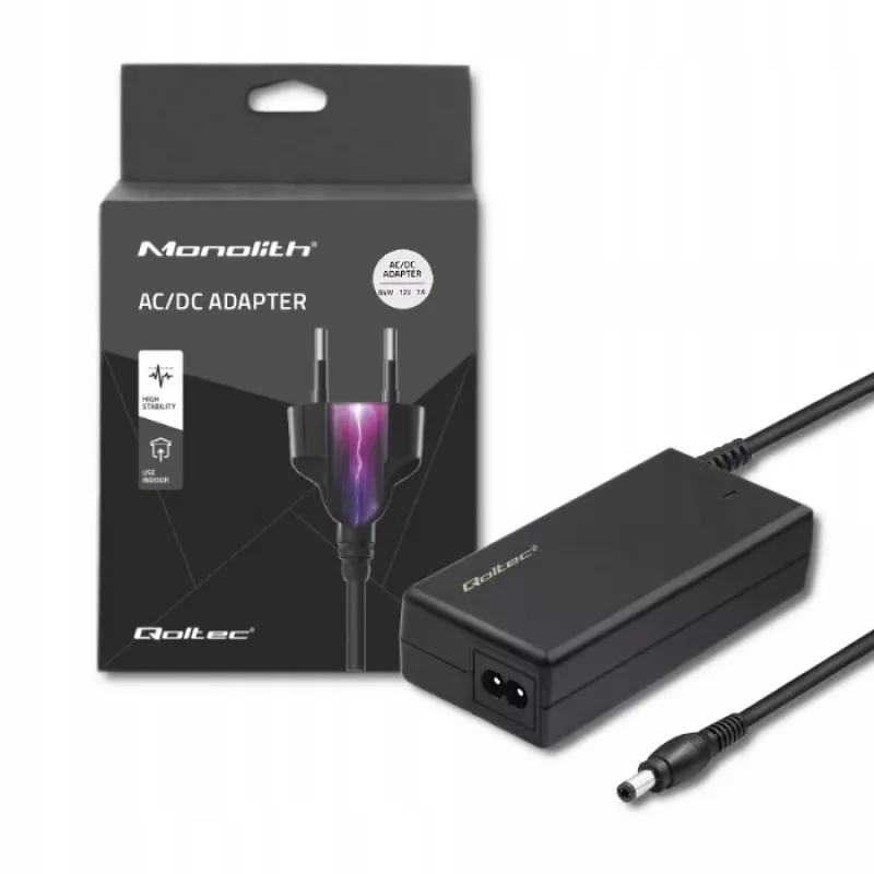 Qoltec 84W desktopvoeding | 12V | 7A | 5,5*2,5 | +netsnoer