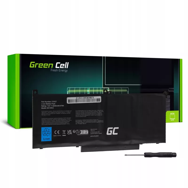 Notebook-accu F3YGT 7,6V 6200mAh voor Dell Latitude 7280 7290 7380 7490