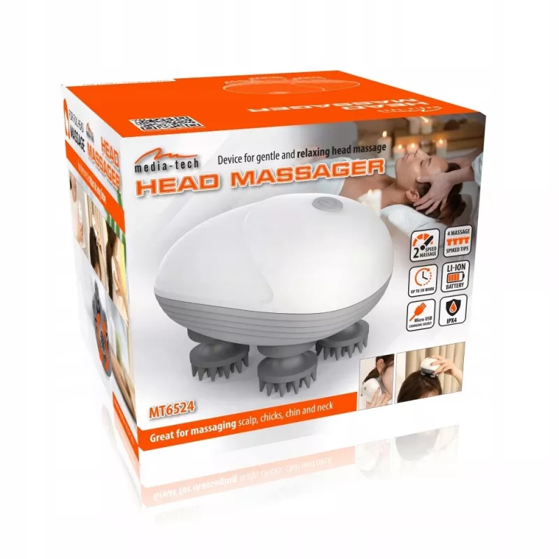 Hoofdmasseur MEDIA-TECH MT6524 – draagbaar design, instelbare intensiteit