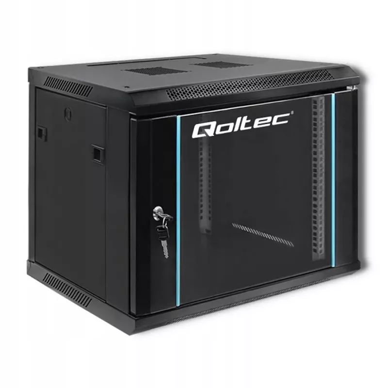 19 inch rackkast QOLTEC 54463 9U 600x500x450 mm metalen behuizing voor netwerkapparatuur