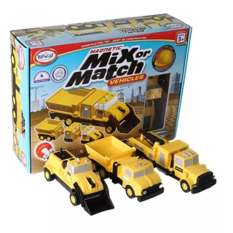 Voertuigset Popular Playthings Mix or Match Vehicles Construction zwart geel