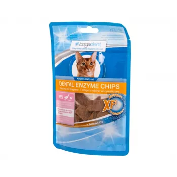 Tandverzorging enzymchips voor katten bogar Bogadent Fish 50 g — knapperige tandverzorgingstraktaties met vissmaak, eiwit 41%, vet 26%