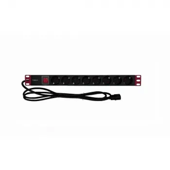 Rack-stekkerdoos TECHLY 365733 1U — 8× Schuko-stopcontacten, 2 m kabel