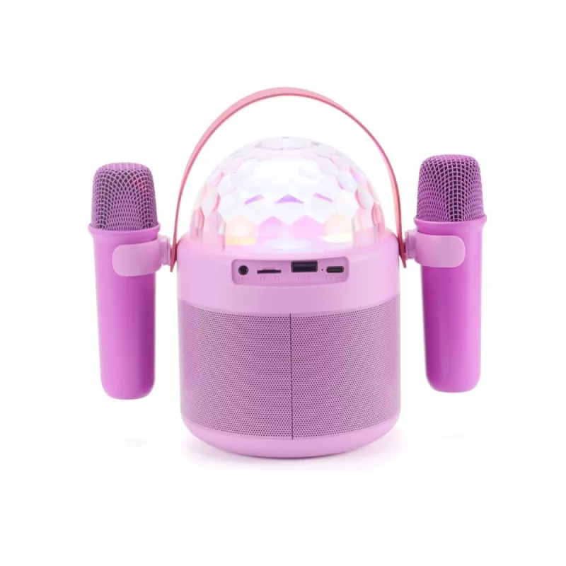 AKAI JoyBox Kids Karaokeset met Bluetooth, USB, MicroSD, AUX, FM-radio, RGB-verlichting, stemvervormer, kabelmicrofoon, oplaadbare 1200mAh accu, 5W RMS