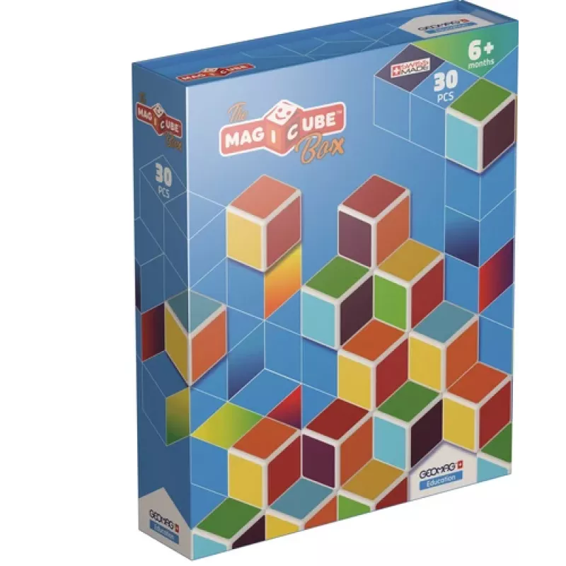 Geomag MagiCube GM120 magnetische bouwstenen, 30 delen, veelkleurig, vierkant, unisex, kinderen vanaf 1,5 jaar
