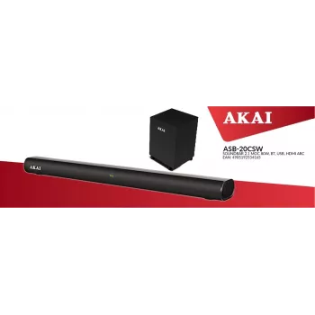 AKAI soundbar ASB-20CSW 2.1 80W draadloze subwoofer Bluetooth 5.0 HDMI ARC