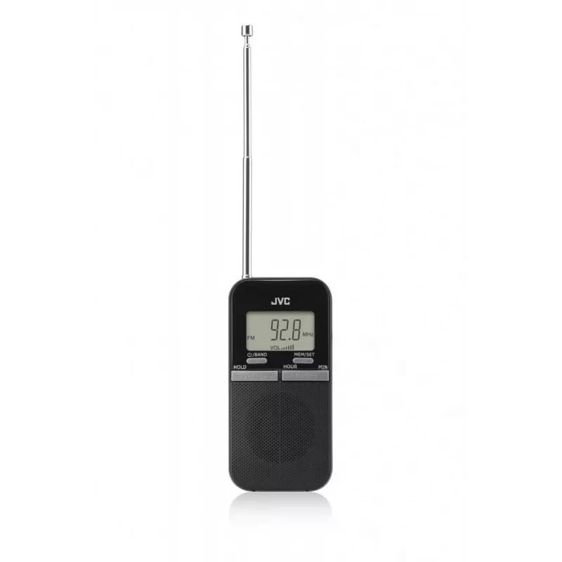 JVC RAE411B draagbare AM/FM-radio met analoge tuner, zwart