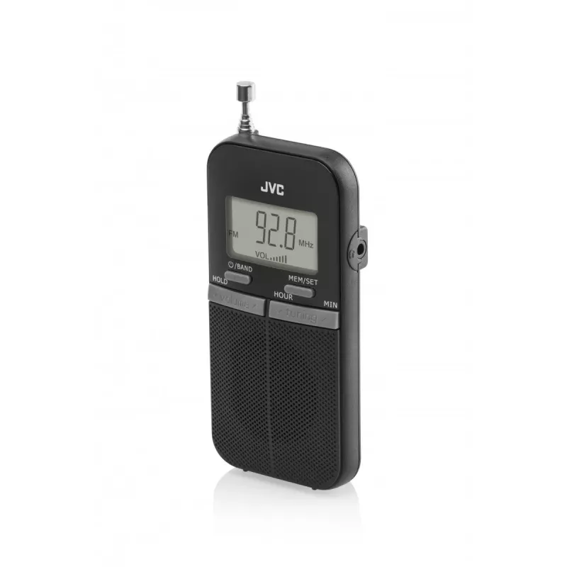 JVC RAE411B draagbare AM/FM-radio met analoge tuner, zwart