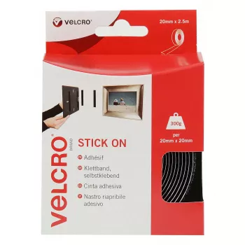 VELCRO VEL-EC60215 zelfklevend klittenband, 20 mm x 2,5 m, zwart