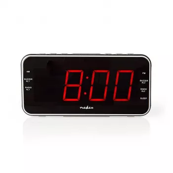 Nedis CLAR004BK radiowekker met LED-display, FM-tuner, dual-alarm, projectie, AUX, zwart