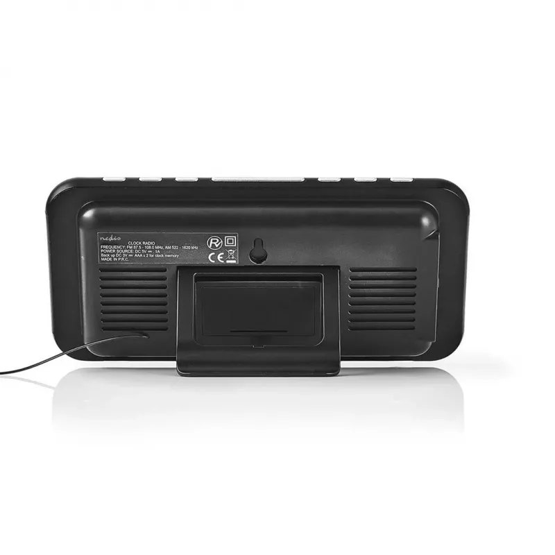 Nedis CLAR004BK radiowekker met LED-display, FM-tuner, dual-alarm, projectie, AUX, zwart