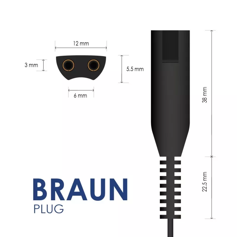 Akyga AK-PD-08 voeding voor Braun Silk-épil 5 / 7 / 9 epilators, 12 V / 0,4 A, 4,8 W, 1,5 m