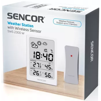 SENCOR multifunctioneel weerstation SWS 2300 W - weerstation met klok, wekker en buitensensor