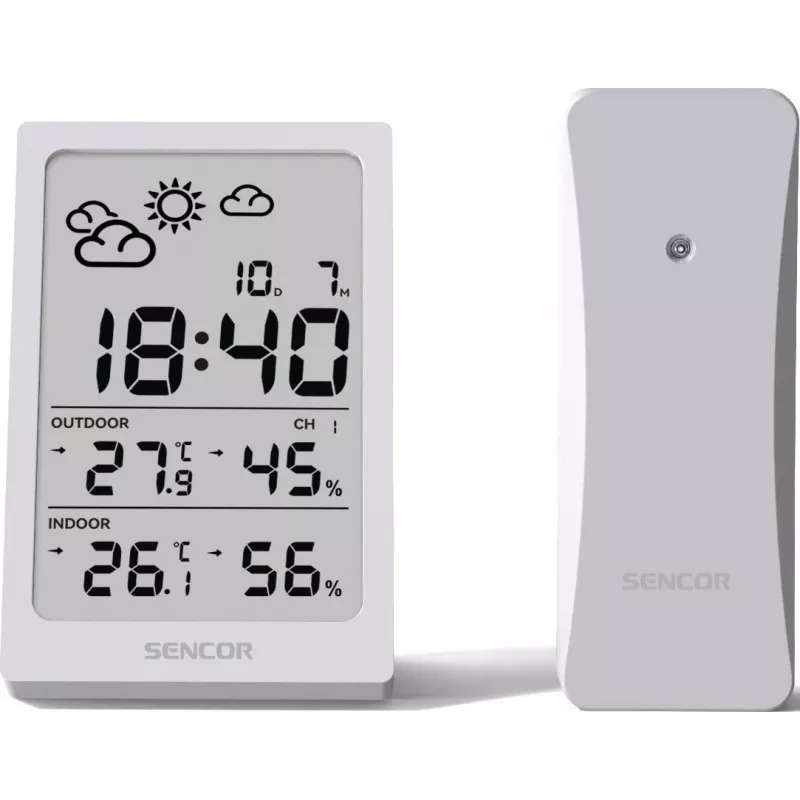 SENCOR multifunctioneel weerstation SWS 2300 W - weerstation met klok, wekker en buitensensor