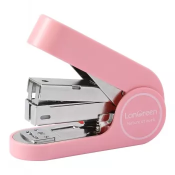 Deli LonGreen EM416 roze nietmachine tot 25 vel