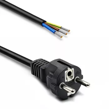 QOLTEC SCHUKO CEE stroomkabel Cu gestript en gesoldeerd 1,5m zwart