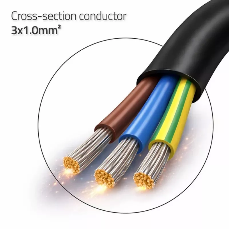 QOLTEC SCHUKO CEE stroomkabel Cu gestript en gesoldeerd 1,5m zwart