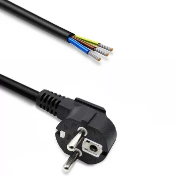 QOLTEC stroomkabel SCHUKO CEE haakse stekker Cu gestript 1,5m zwart