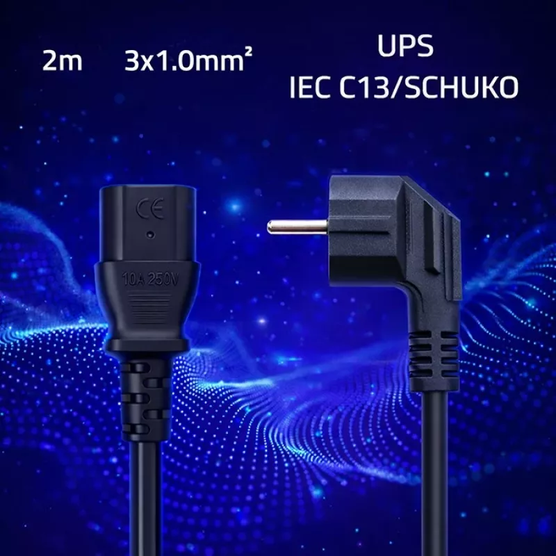 QOLTEC stroomkabel SCHUKO CEE haakse stekker IEC C13 2m zwart