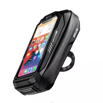 WILDMAN X3 fietsstuur tas met telefoonhouder, zwart, harde schaal, waterafstotend, tot 6,7 inch