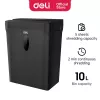 DELI ET014 cross-cut papiervernietiger, 10 vel, P-4 veiligheid, 21L bak, zwart
